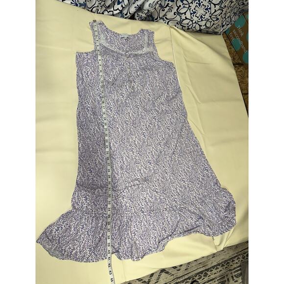 Eileen West Cotton Modal Lavender Print Nightgown Medium Floral Lace Tiered - Picture 8 of 9